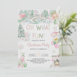 Oh wat een leuke roze kerstfeest uitnodiging