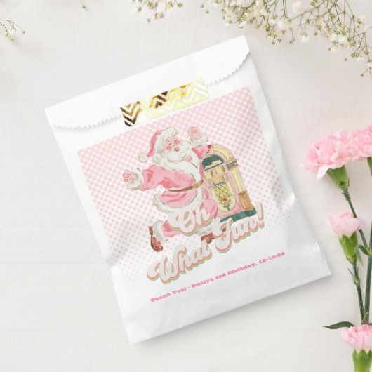 Oh wat een leuke roze retro kerstman thema verjaar bedankzakje (Gezegeld)