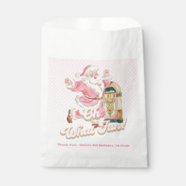 Oh wat een leuke roze retro kerstman thema verjaar bedankzakje