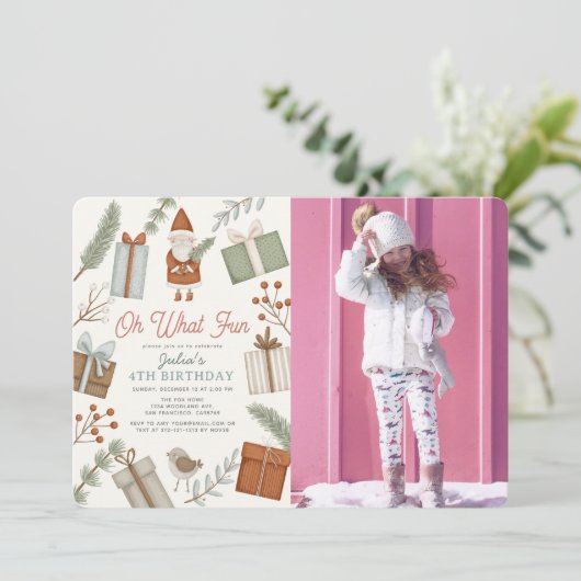 Oh Wat een leuke Santa Holiday Meisje Verjaardag F Kaart (Staand voorkant)