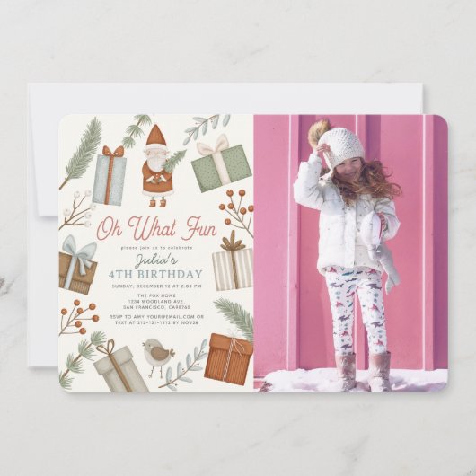 Oh Wat een leuke Santa Holiday Meisje Verjaardag F Kaart (Voorkant)