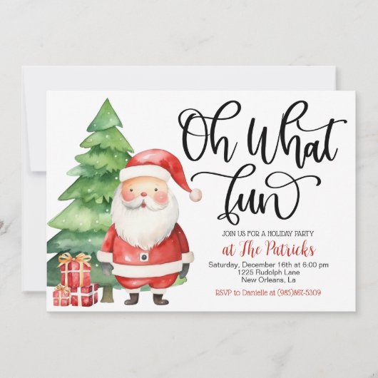 Oh wat een leuke Santa Holiday Party uitnodiging (Voorkant)