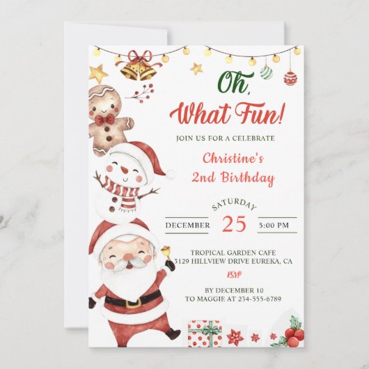 Oh Wat een leuke Santa Sneeuwman Kerstmis verjaard Kaart (Voorkant)