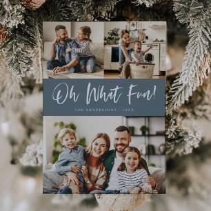 Oh Wat Een Leuke Script Kerst Foto Lei Blauwe Feestdagenkaart