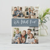 Oh Wat Een Leuke Script Kerst Foto Lei Blauwe Feestdagenkaart (Staand voorkant)
