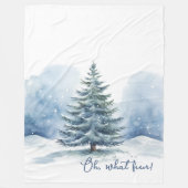 Oh wat een leuke sneeuw bedekte altijdgroene boom fleece deken (Voorkant)