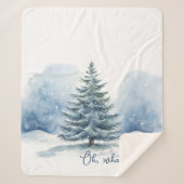 Oh wat een leuke sneeuw bedekte altijdgroene boom sherpa deken (Voorkant)