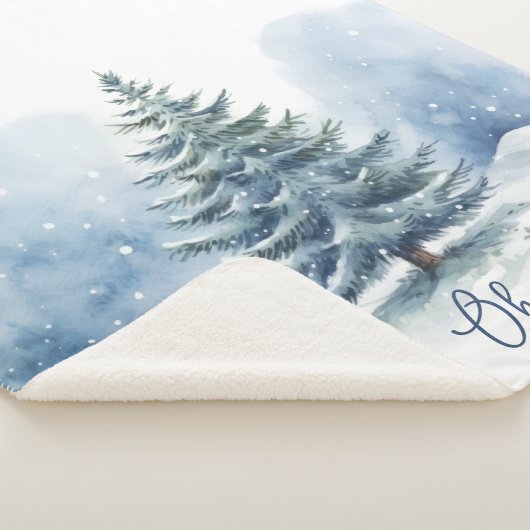 Oh wat een leuke sneeuw bedekte altijdgroene boom sherpa deken (3/4)