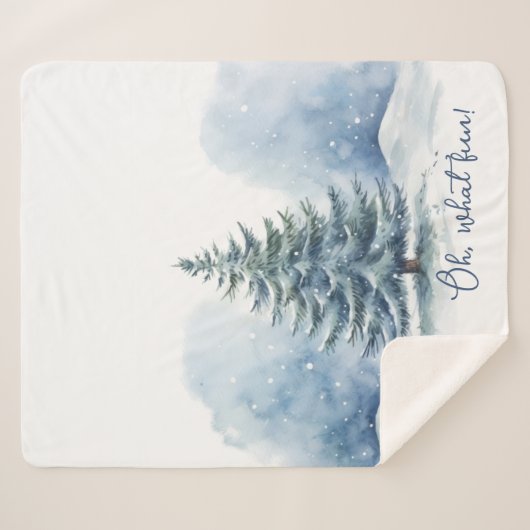 Oh wat een leuke sneeuw bedekte altijdgroene boom sherpa deken (Voorkant (horizontaal))