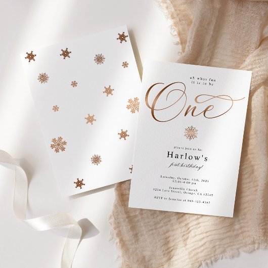 Oh wat een leuke sneeuwvlok 1e verjaardag uitnodig aankondiging