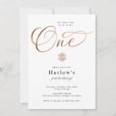 Oh wat een leuke sneeuwvlok 1e verjaardag uitnodig aankondiging (Voorkant)