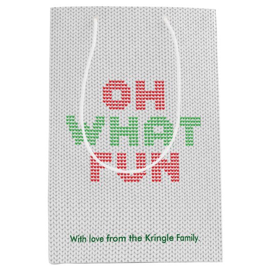Oh wat een leuke typografie kersttrui medium cadeauzakje (Voorkant)