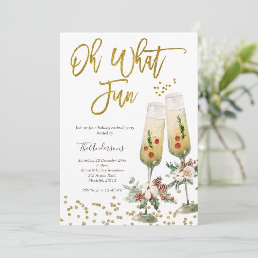 Oh wat een leuke uitnodiging voor kerstcocktail pa (Staand voorkant)