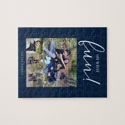 Oh wat een leuke vakantiefoto Modern Blue Christma Legpuzzel (Horizontaal)