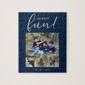 Oh wat een leuke vakantiefoto Modern Blue Christma Legpuzzel (Verticaal)