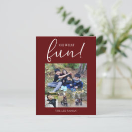 Oh wat een leuke vakantiefoto moderne rode kerst feestdagenkaart