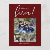 Oh wat een leuke vakantiefoto moderne rode kerst feestdagenkaart (Voorkant)