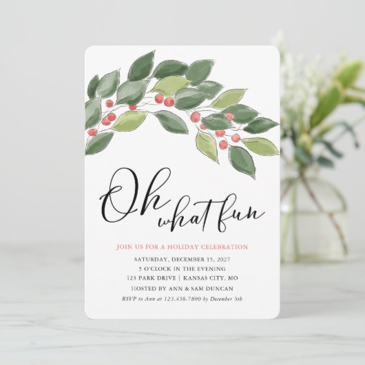 Oh Wat een leuke Waterverf kerstfeest met kerst Kaart (Staand voorkant)