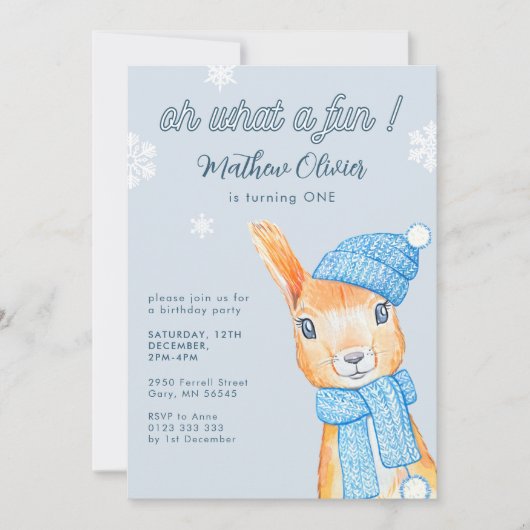 Oh wat een leuke winter eerste verjaardag kaart (Voorkant)