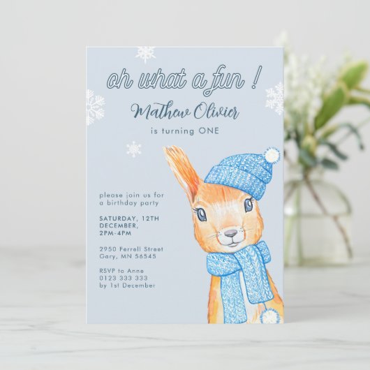 Oh wat een leuke winter eerste verjaardag kaart (Staand voorkant)