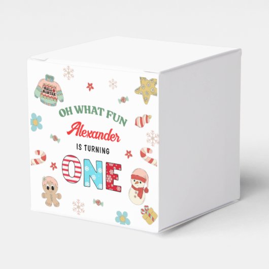 Oh wat een leuke winter kerst 1e verjaardag bedankdoosjes (Voorkant Zijde)
