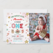 Oh wat een leuke winter kerst 1e verjaardag foto kaart (Voorkant)