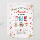 Oh wat een leuke winter kerst 1e verjaardag kaart (Voorkant)