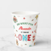 Oh wat een leuke winter kerst 1e verjaardag papieren bekers (Voorkant)