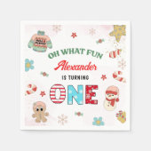 Oh wat een leuke winter kerst 1e verjaardag servet (Voorkant)