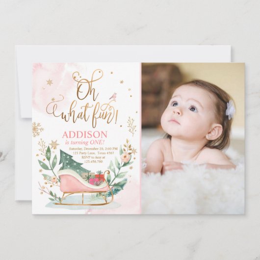 Oh Wat een leuke winter Onederland Sleigh 1e Verja Kaart (Voorkant)