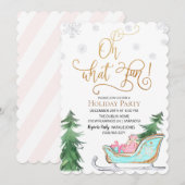 Oh wat een leuke winter vakantie feestuitnodiging kaart (Voorkant / Achterkant)