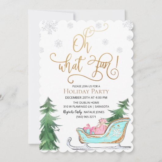 Oh wat een leuke winter vakantie feestuitnodiging kaart (Voorkant)