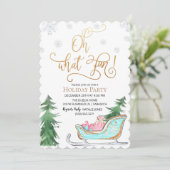 Oh wat een leuke winter vakantie feestuitnodiging kaart (Staand voorkant)