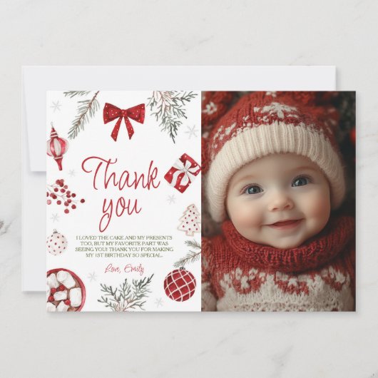 Oh wat een leuke winter verjaardag foto dank je ka kaart (Voorkant)