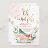 Oh wat een leuke winterslee 1e verjaardag uitnodig kaart (Voorkant / Achterkant)