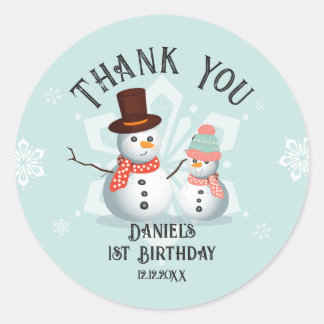 Oh Wat Een Pret Sneeuwman Verjaardag Ronde Sticker