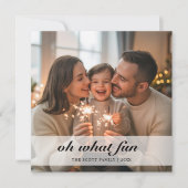 Oh wat een pret typografie script vakantie fotokaa feestdagenkaart (Voorkant)