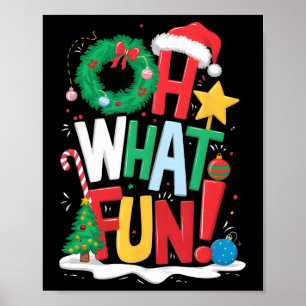 Oh, wat een prettige kerstmis met adem en boom poster