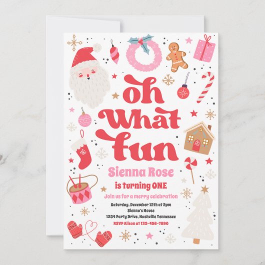 Oh, wat een rode en roze kerstfeestdag kaart (Voorkant)