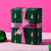 Oh wat een roze groene neon licht kerstboom cadeaupapier