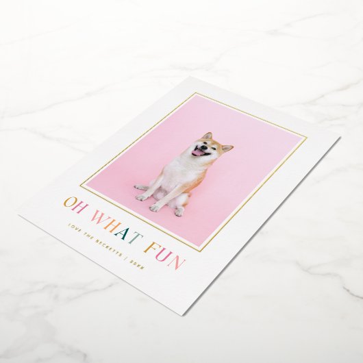 Oh wat een simpele kleurrijke kerstfoto folie feestdagenkaart (Gedraaid)