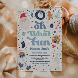 Oh, wat een vun blauw en rood kerstfeest kaart