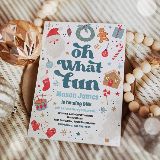 Oh, wat een vun blauw en rood kerstfeest kaart