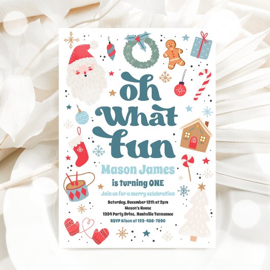 Oh, wat een vun blauw en rood kerstfeest kaart