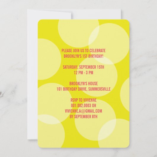 Oh wat een vun Confetti First Birthday Party nodig Kaart (Achterkant)