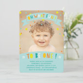 Oh wat een vun Confetti First Birthday Party nodig Kaart (Staand voorkant)
