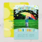 Oh wat een vun Confetti First Birthday Party nodig Kaart (Voorkant / Achterkant)