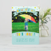 Oh wat een vun Confetti First Birthday Party nodig Kaart (Staand voorkant)