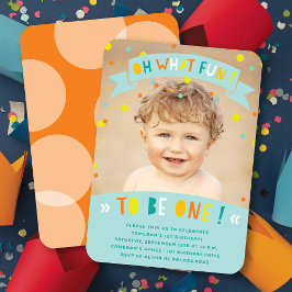Oh wat een vun Confetti First Birthday Party nodig Kaart