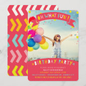 Oh wat een vun Confetti Girl Birthday Party uitnod Kaart (Voorkant / Achterkant)